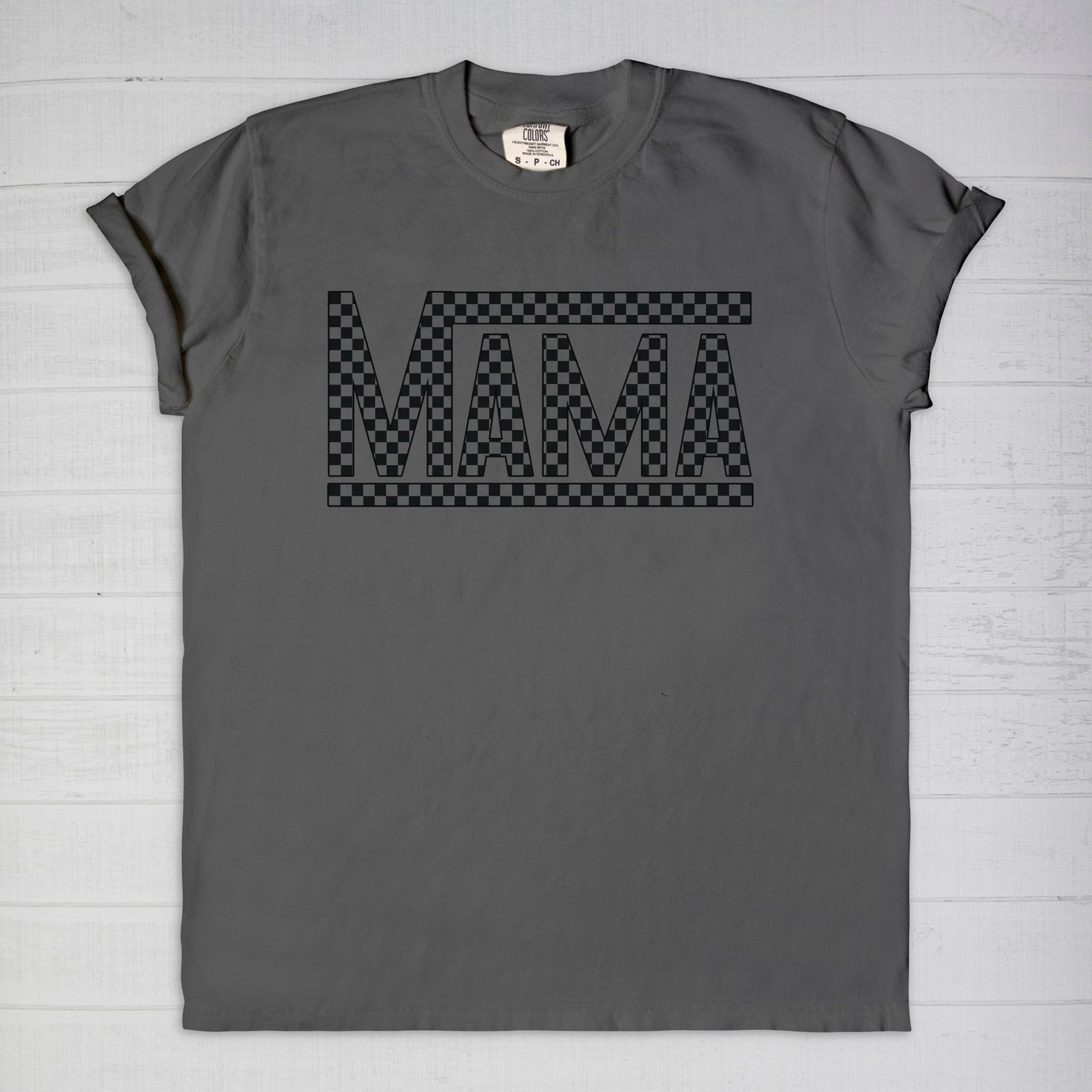 Black Checkered Mama Comfort Color Tee