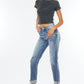 High Rise Cuffed Slim Straight Jeans