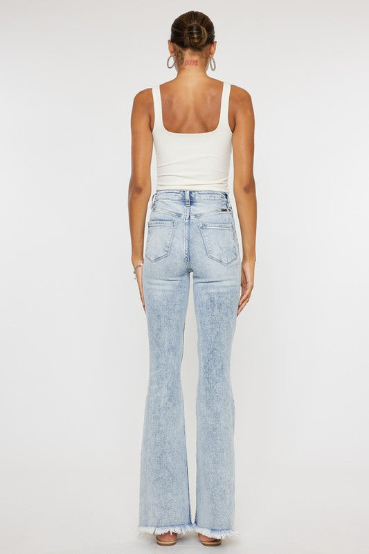 High Rise Acid Wash Flare Jeans