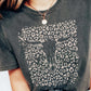 Black Leopard Skull Graphic Print Short Sleeve T Shirt
