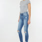 High Rise Fray Hem Ankle Skinny Jeans