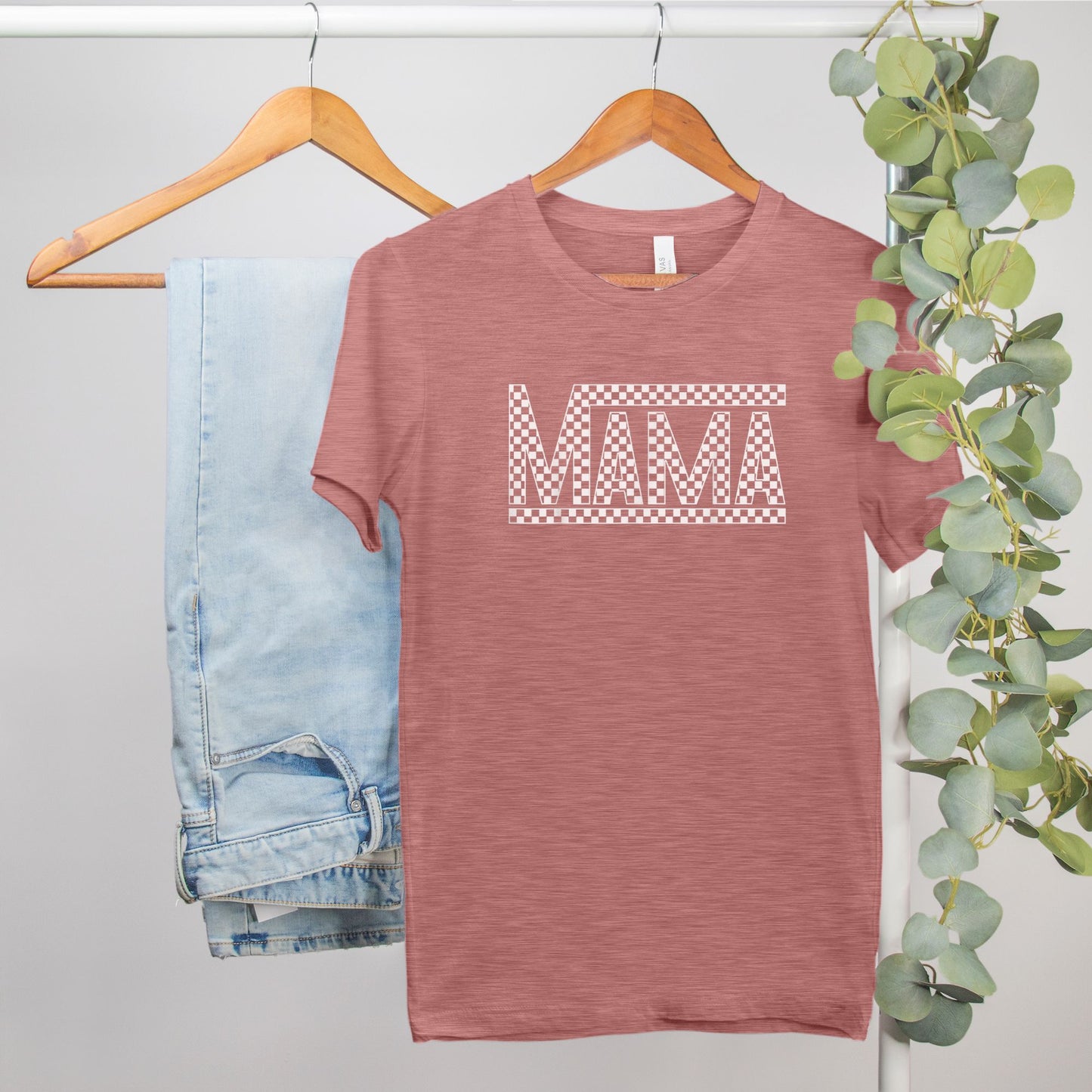 White Checkered Mama •PLUS SIZE• Heather Bella Canvas Tee