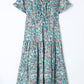 Sky Blue Paisley Print Boho Holiday Ruffle Tiered Maxi Dress