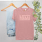 Coral Checkered Mama Heather Bella Canvas Tee