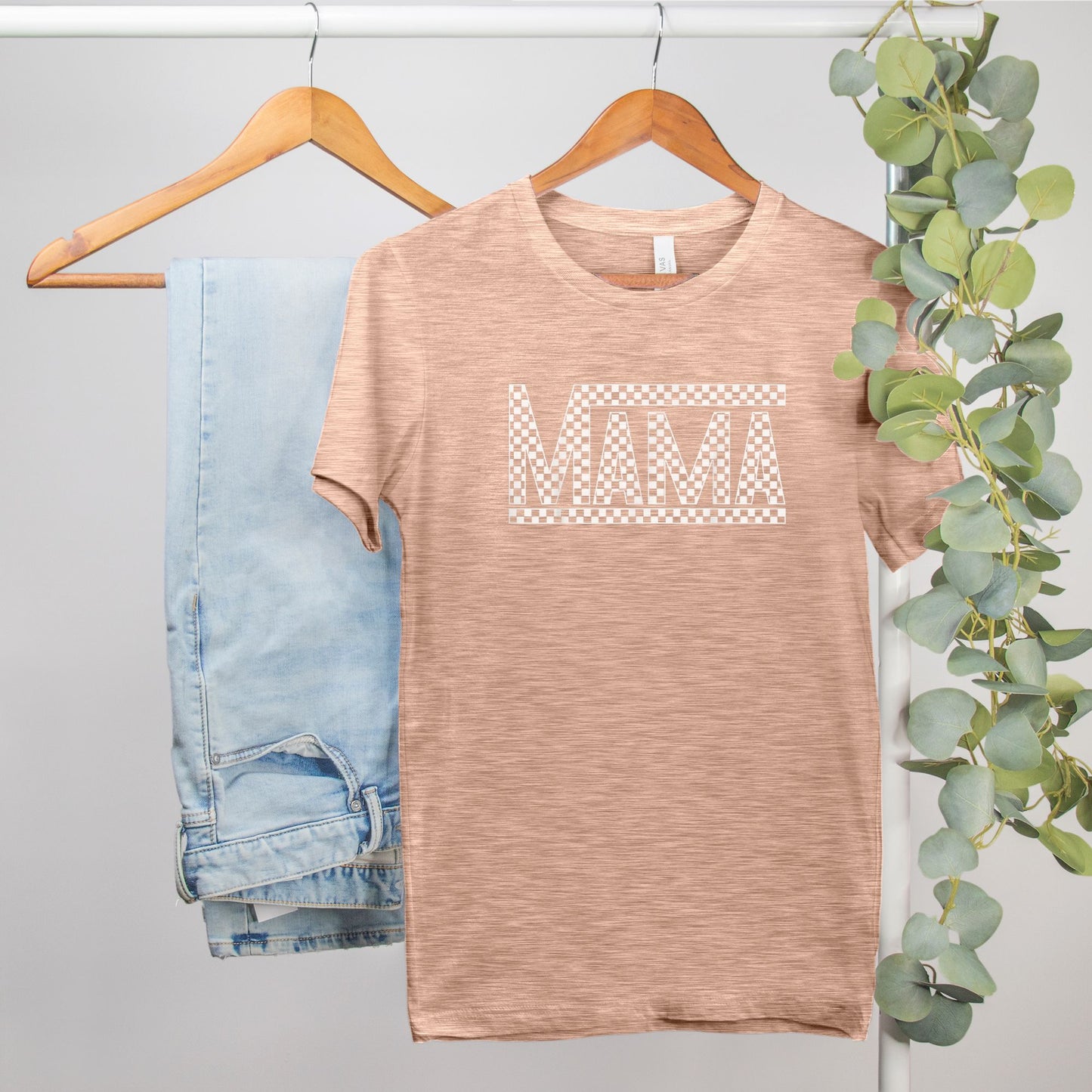 White Checkered Mama •PLUS SIZE• Heather Bella Canvas Tee