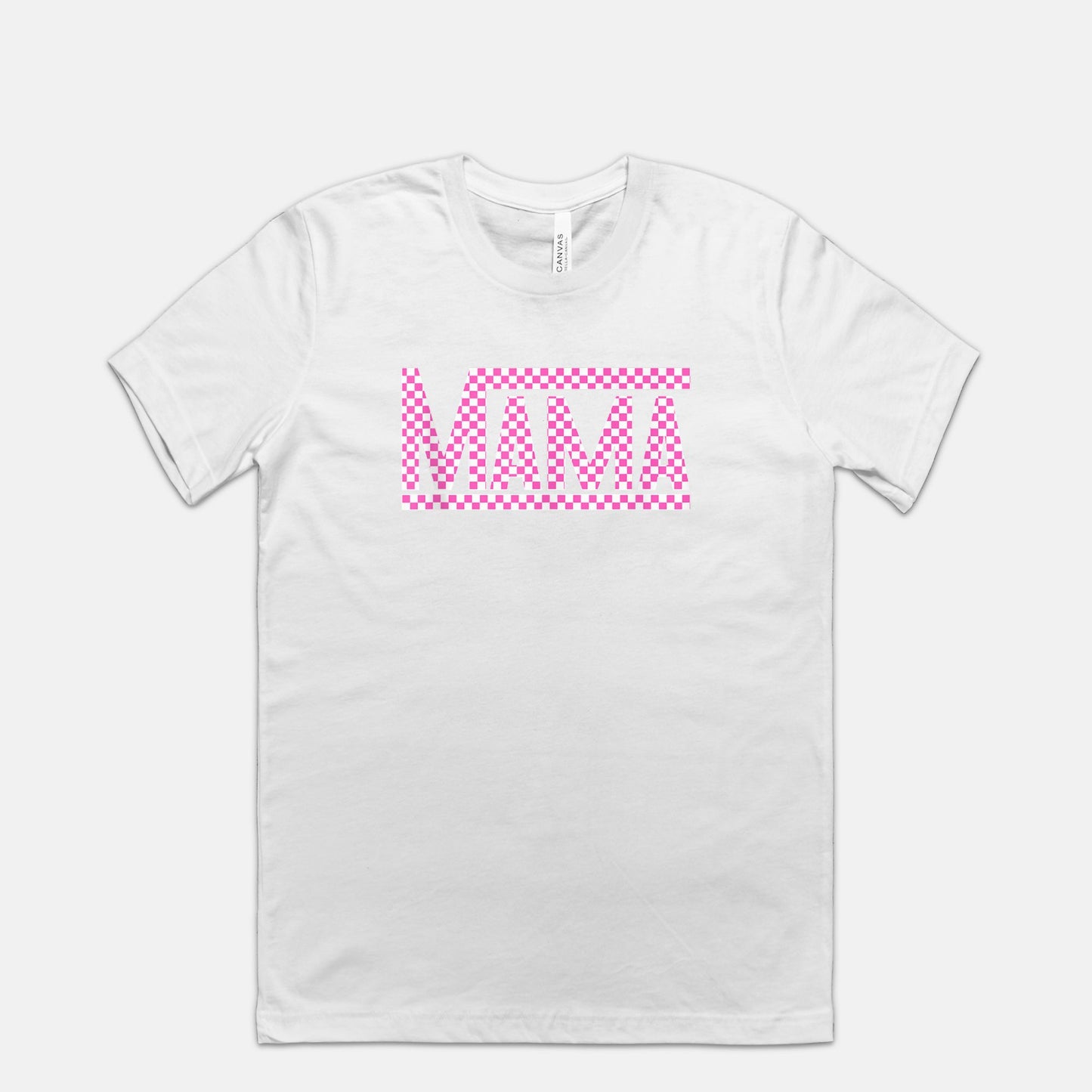 Pink Checkered Mama Bella Canvas Tee