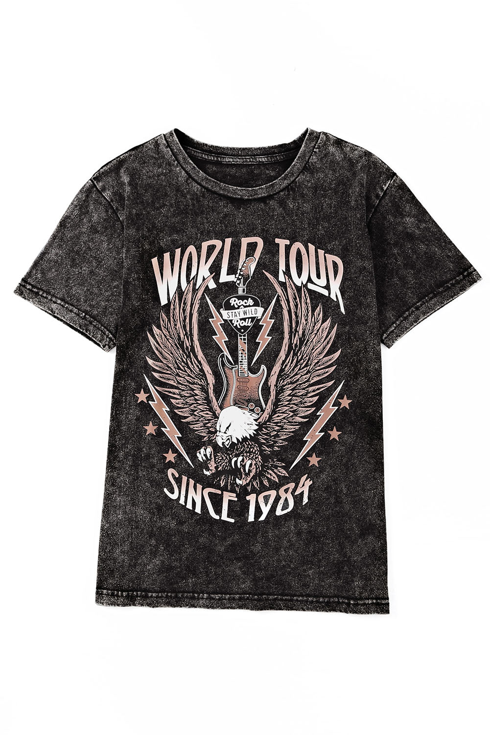 Gray WORLD TOUR Graphic Print Mineral Washed Tee