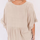 Apricot Ruffled Lace Detail Loose V Neck Top