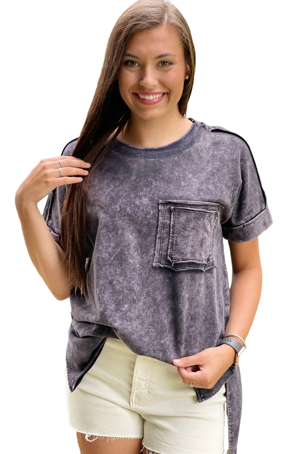 Black Expose Seam Raglan Sleeve Plus Size T Shirt