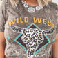 Brown Vintage Bull Head Graphic Western Fashion T Shirt