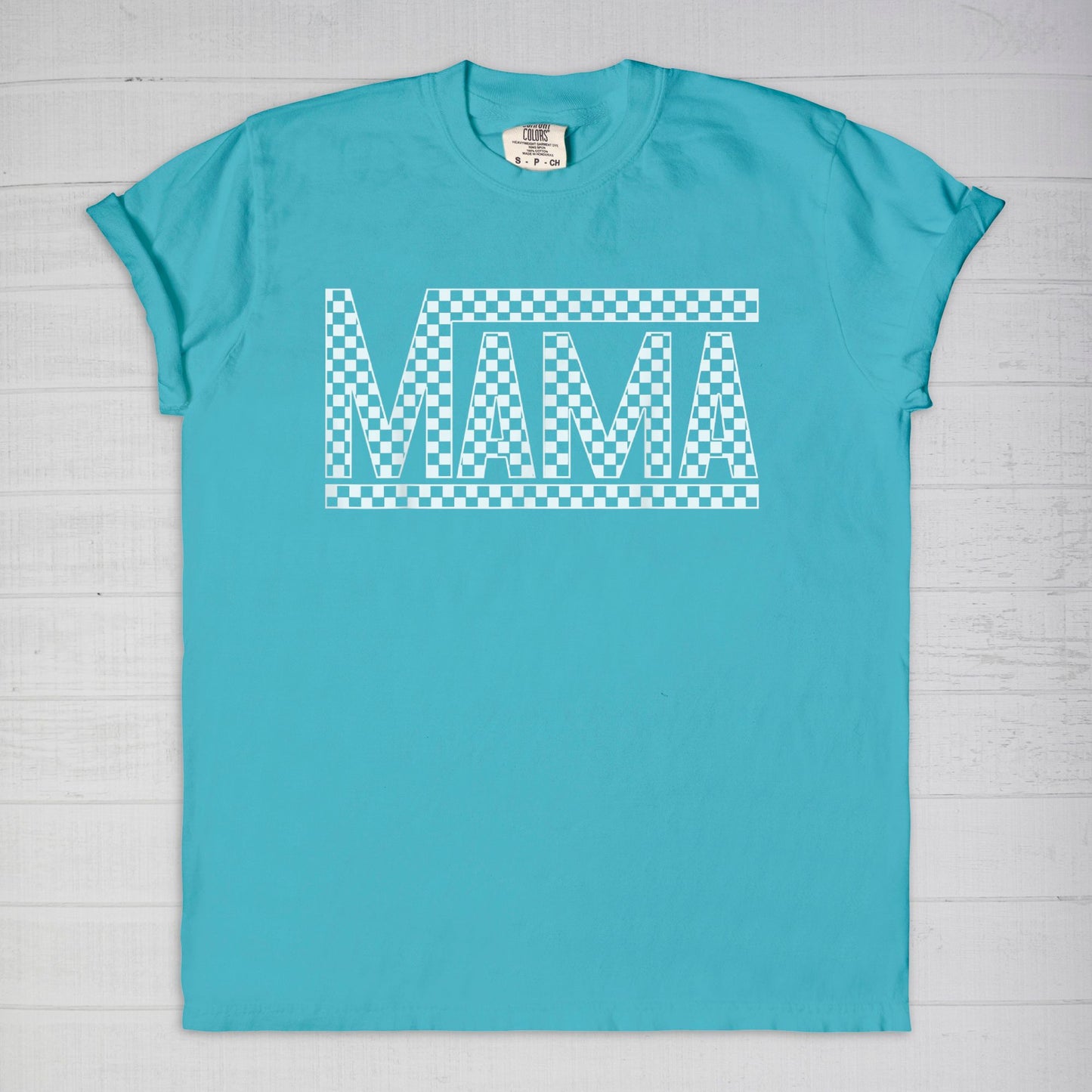 White Checkered Mama •PLUS SIZE• Comfort Color Tee