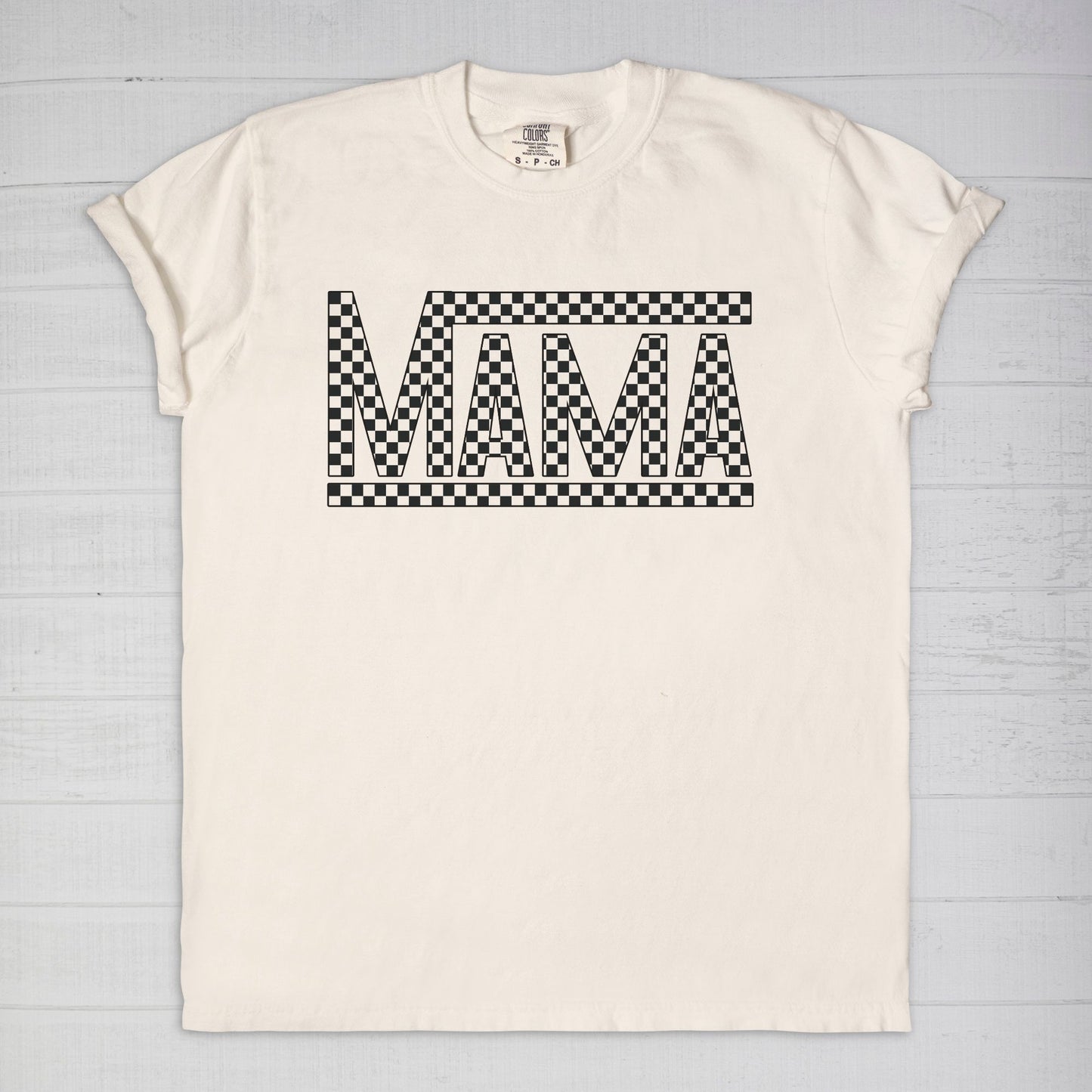 Black Checkered Mama Comfort Color Tee