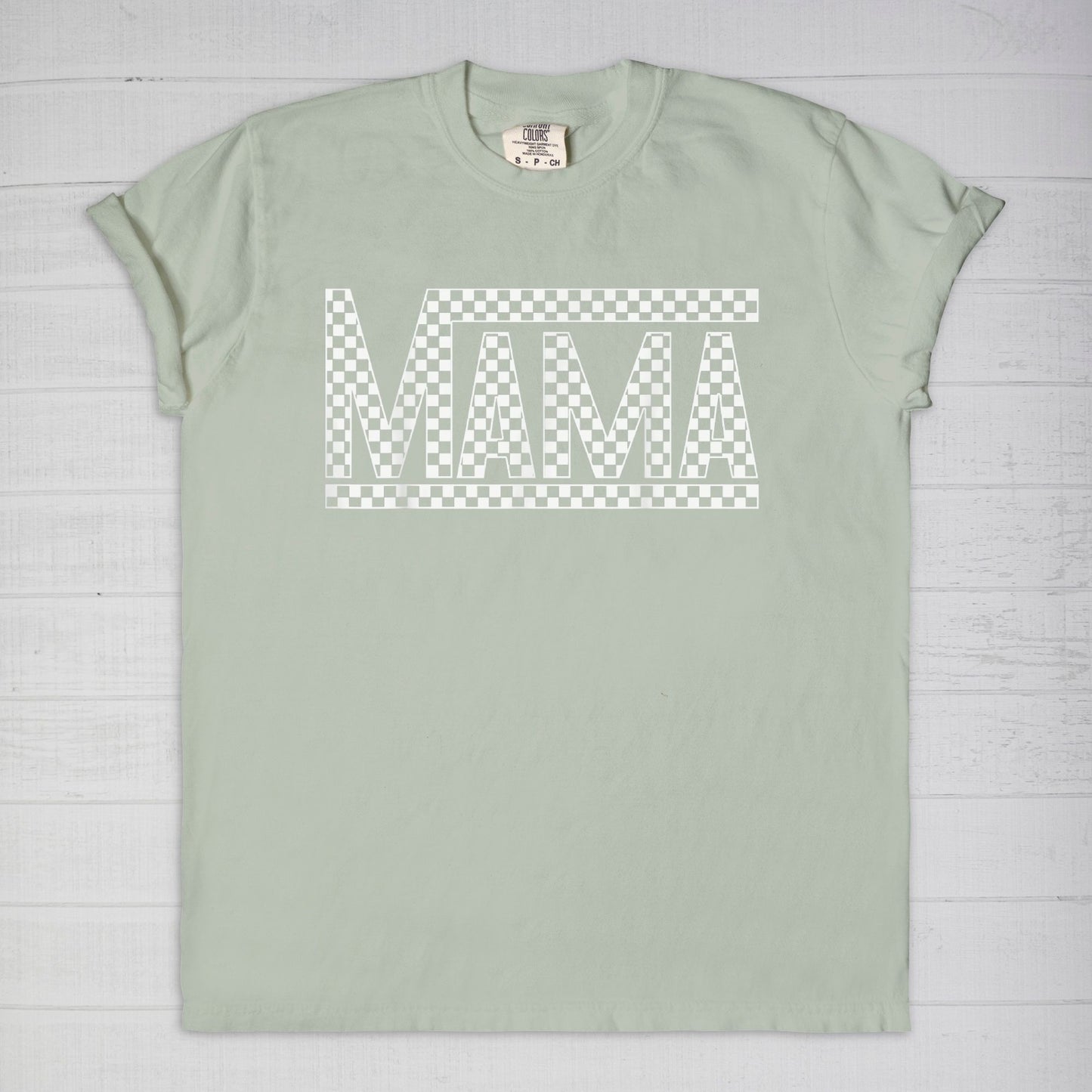 White Checkered Mama •PLUS SIZE• Comfort Color Tee