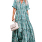 Sky Blue Paisley Print Boho Holiday Ruffle Tiered Maxi Dress