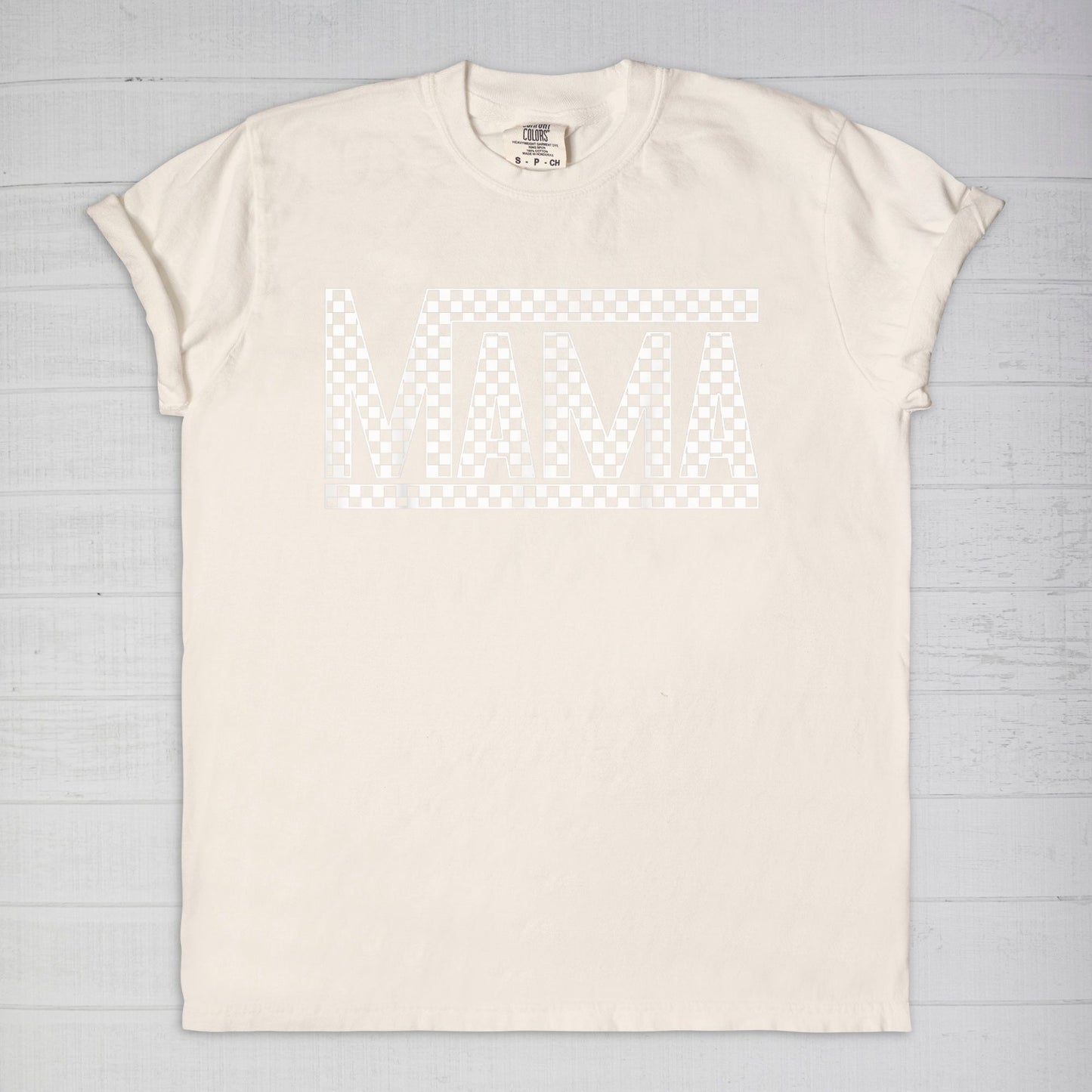 White Checkered Mama •PLUS SIZE• Comfort Color Tee