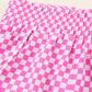 Pink Plaid High Waisted Athletic Shorts