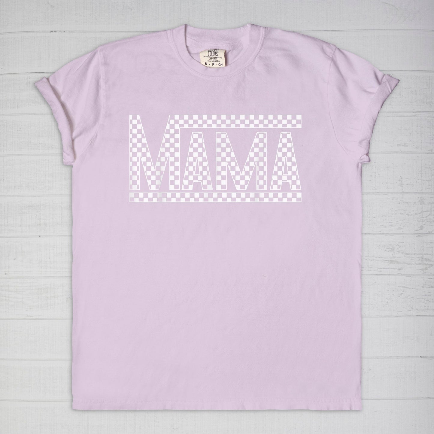 White Checkered Mama •PLUS SIZE• Comfort Color Tee