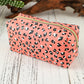 Pink Leopard Print Zipped Cuboid Cosmetic Bag 19*8*9cm