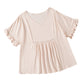 Apricot Ruffled Lace Detail Loose V Neck Top