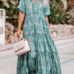 Sky Blue Paisley Print Boho Holiday Ruffle Tiered Maxi Dress