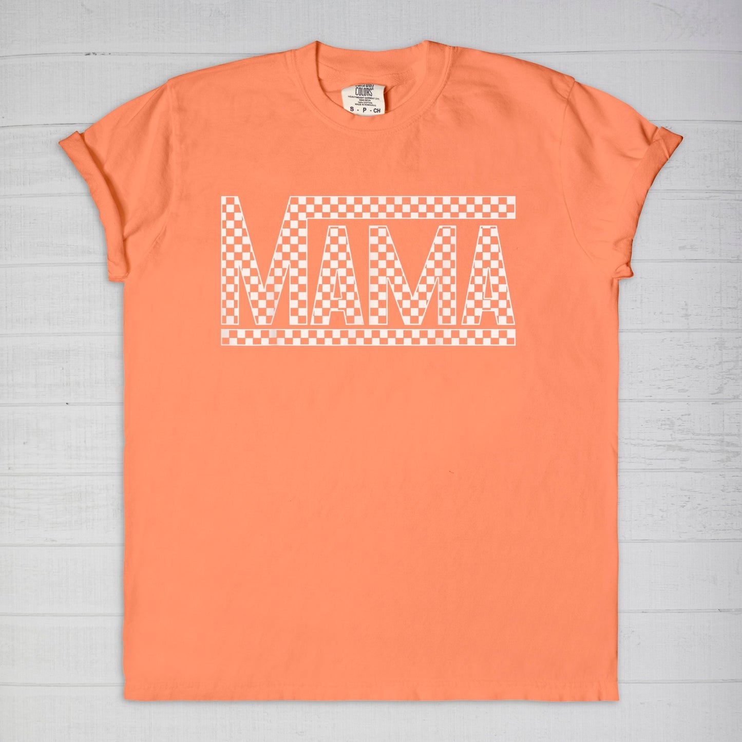 White Checkered Mama •PLUS SIZE• Comfort Color Tee