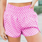 Pink Plaid High Waisted Athletic Shorts