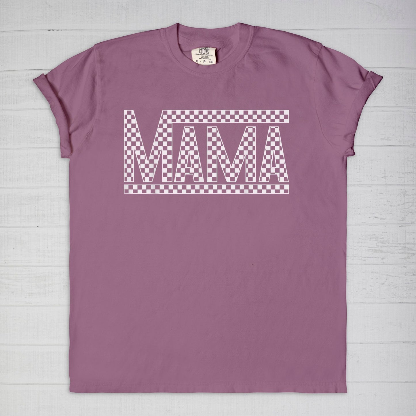 White Checkered Mama •PLUS SIZE• Comfort Color Tee