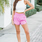 Pink Plaid High Waisted Athletic Shorts
