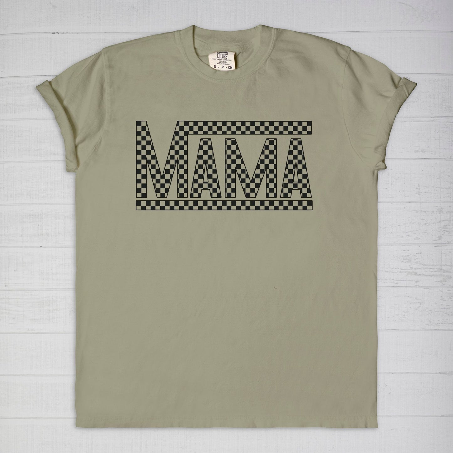 Black Checkered Mama Comfort Color Tee