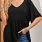 Apricot Ruffled Lace Detail Loose V Neck Top