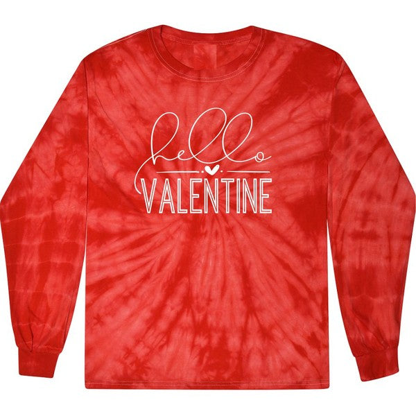 Tie Dye Hello Valentine Long Sleeve Tee