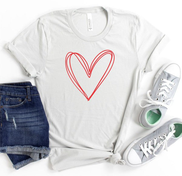 Heart Outline Crew Neck Tee