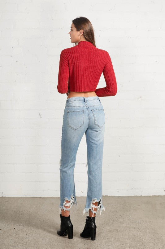 High Rise Straight Crop Jeans