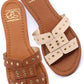 Slide sandal with rivet studs