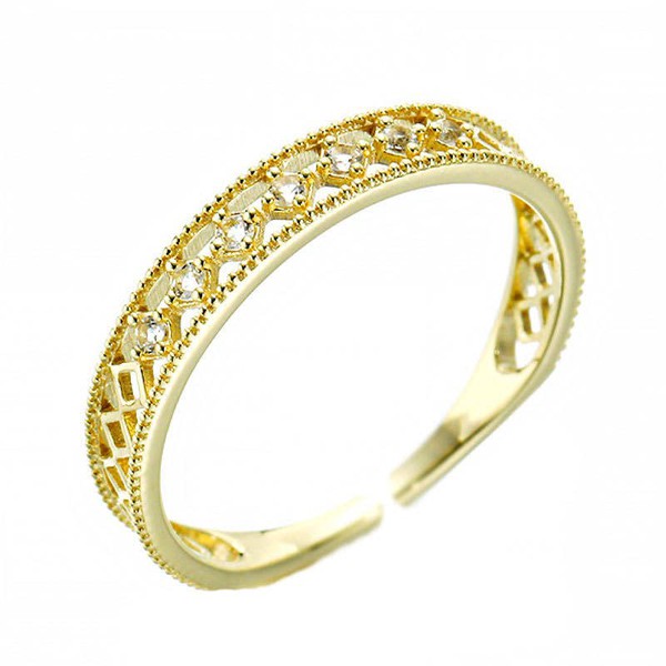 14K Gold Lace Zircon Stacked Ring