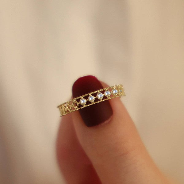 14K Gold Lace Zircon Stacked Ring
