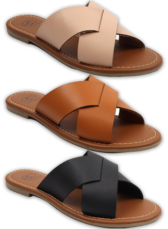 Cross band slide Sandal