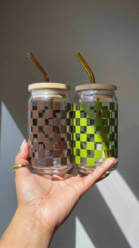 Checkered Glass Cup