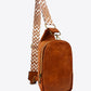 Random Pattern Adjustable Strap PU Leather Sling Bag