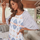 Geometric Print Short Sleeve Tee and Drawstring Shorts Lounge Set