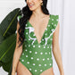 Marina West Swim Moonlit Dip Ruffle Plunge Swimsuit in Mid Green