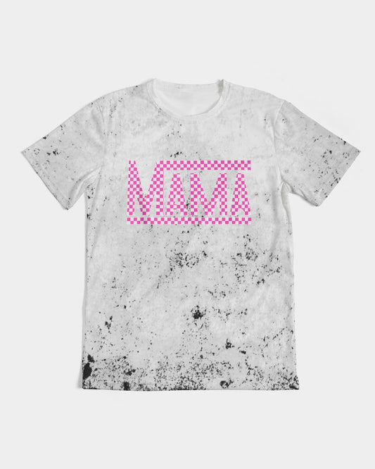 Pink Checkered Mama Distressed Tee