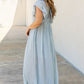 Sweet Lovely By Jen Full Size Drawstring Deep V Butterfly Sleeve Maxi Dress