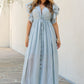 Sweet Lovely By Jen Full Size Drawstring Deep V Butterfly Sleeve Maxi Dress