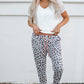 Leopard Print Elastic Waist Jogger Pants