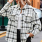 Plaid Dropped Shoulder Collared Jacket