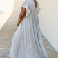 Sweet Lovely By Jen Full Size Drawstring Deep V Butterfly Sleeve Maxi Dress